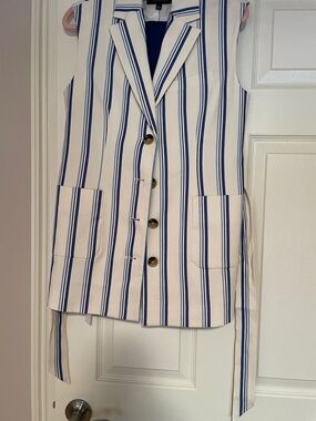 Talbots Blue and White Striped vest